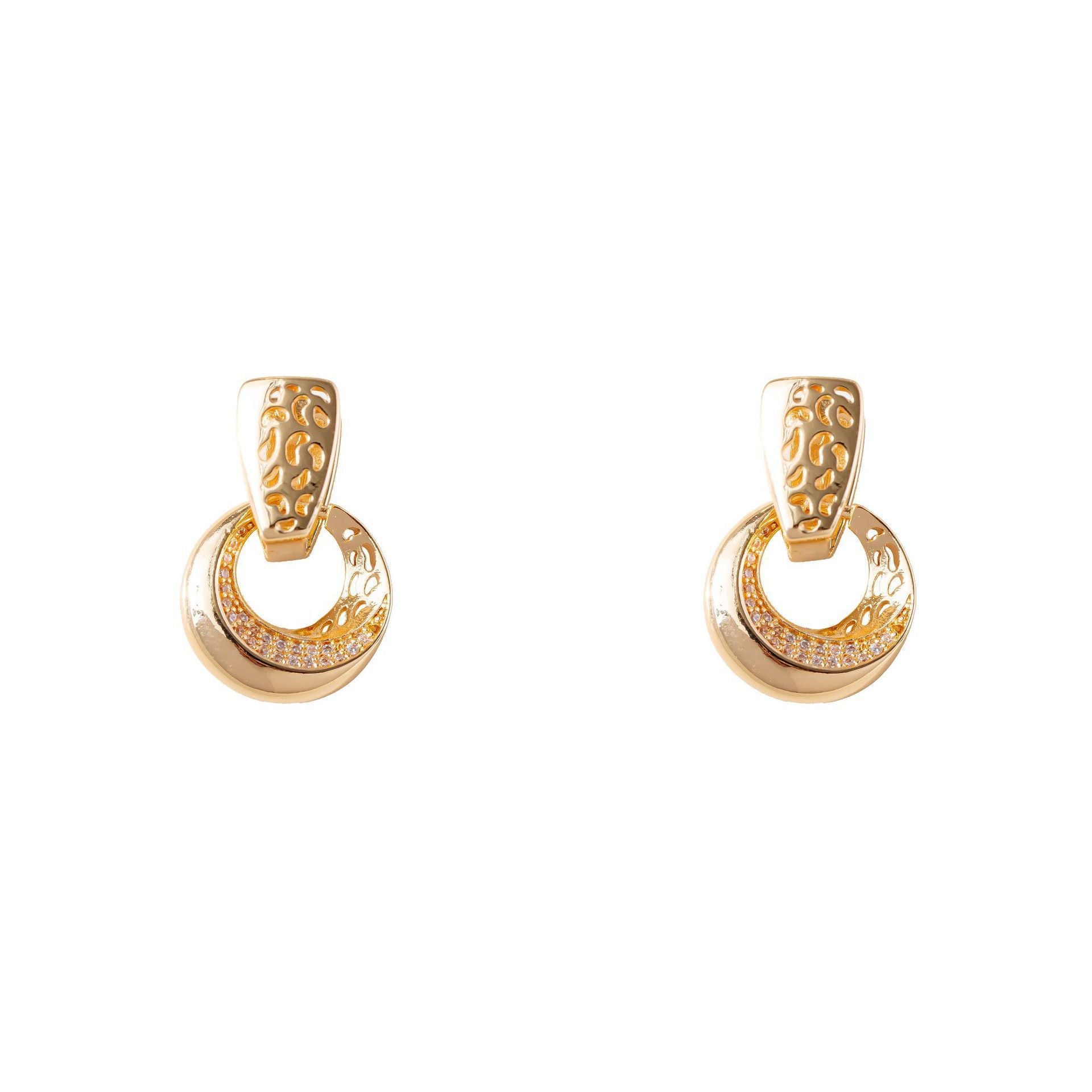 Luxury Hollow Round Moon Rose Gold Silver Color Drop Earrings